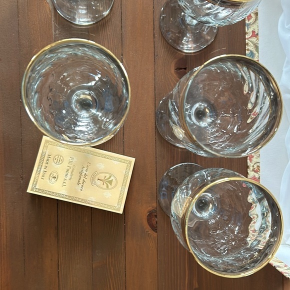 Cristalleria F.LLi Fumo Gold Trim Wine Glasses - Set of 6 in Box - Picture 8 of 17